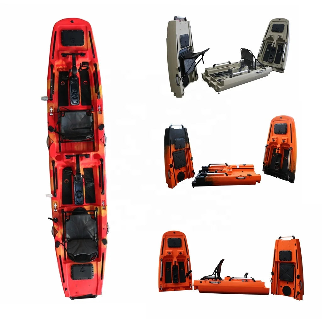 Vicking 14.5 FT Three-section 2-Person Modular Pedal Fishing Kayak Plastic Electric Trolling Motor Detachable HDPE