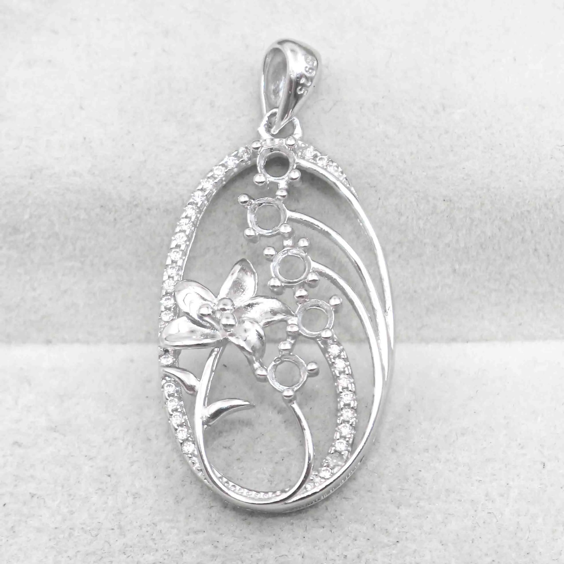 Semi Mount 3*3mm Sterling Silver Pendant Empty Frame Blank Support Setting S925 Base Holder Without Center Stone for DIY Inla