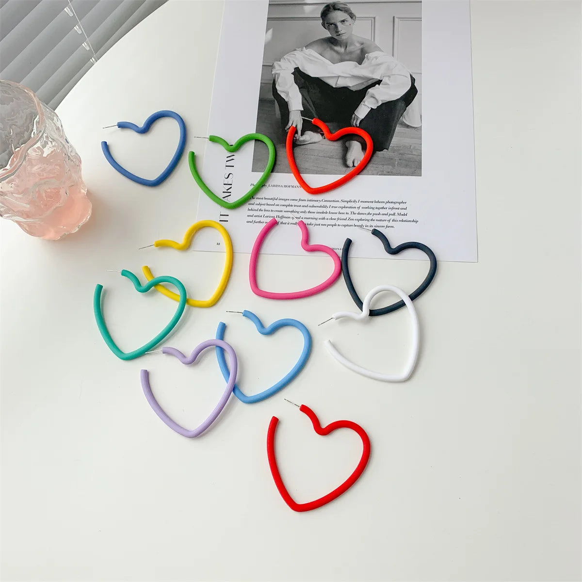 Valentine Day Gift for Girlfriend Love Gift Personalized Candy Colored Heart Frosted Acrylic Earrings Wholesale Trendy Women'