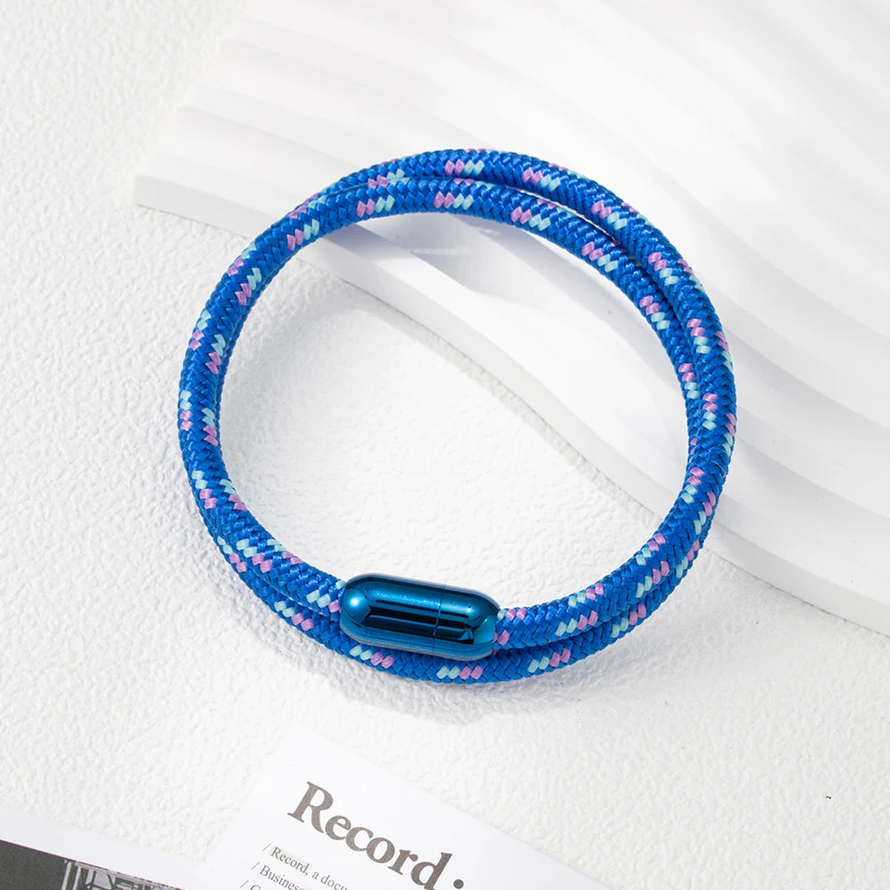 Custom Handmade Minimalist Cord Rope Friendship Bracelet Men Maritime Sailor Nautical Gift Men's Double Strand Rope Bracelet