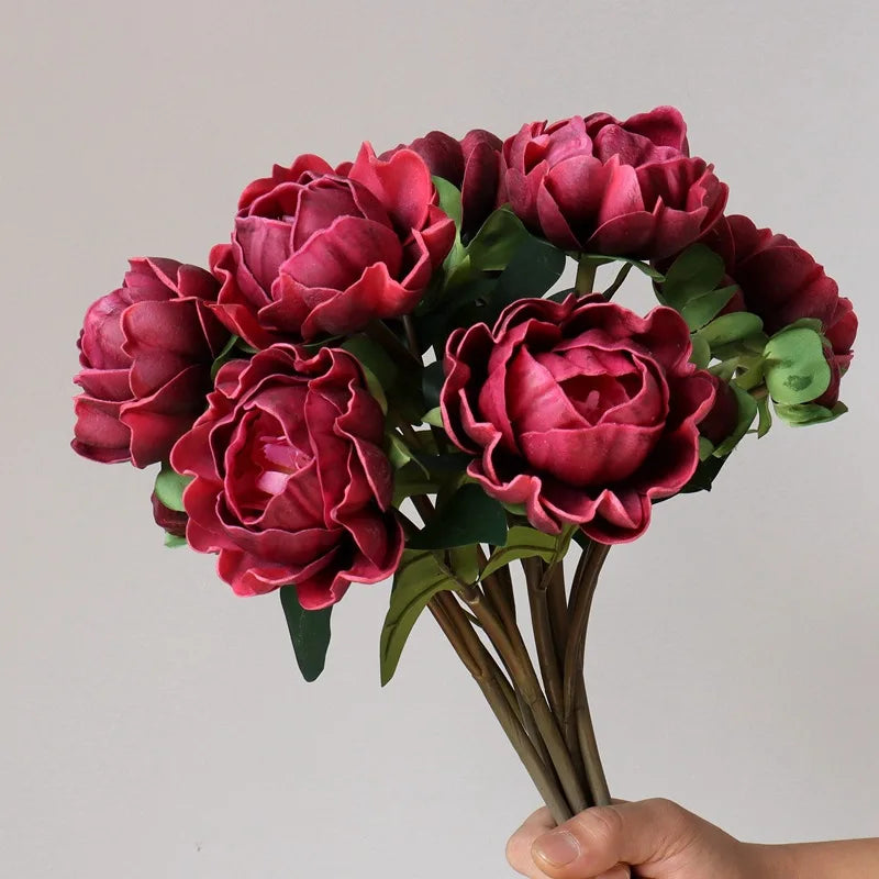 P-013 Wedding Decoration Artificial Flowers Peony Real Touch Rose Single Foreign Peony