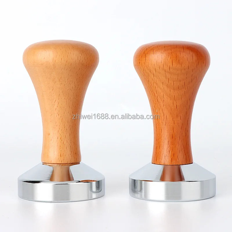 Coffee Accessories 51/53/58mm Stainless Steel Coffee Tamper Wooden Espresso Coffee Tamper with Wood Handle