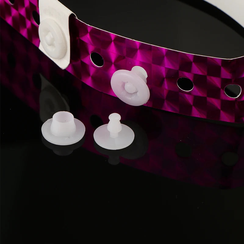Custom White Medical Wristband Plastic POM Two Parts Button Snap for ID Ddentification