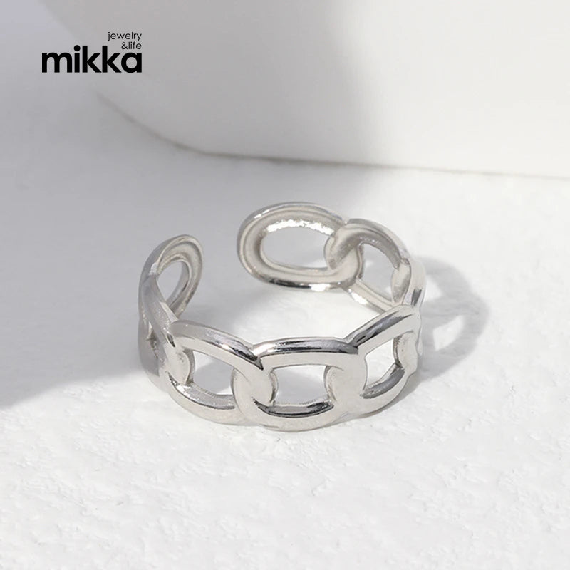 Bulk Minimalist Link Chain Rings for Women Men Simple Gold Open Size Cross Wedding Bands Punk Male Party Jewelry
