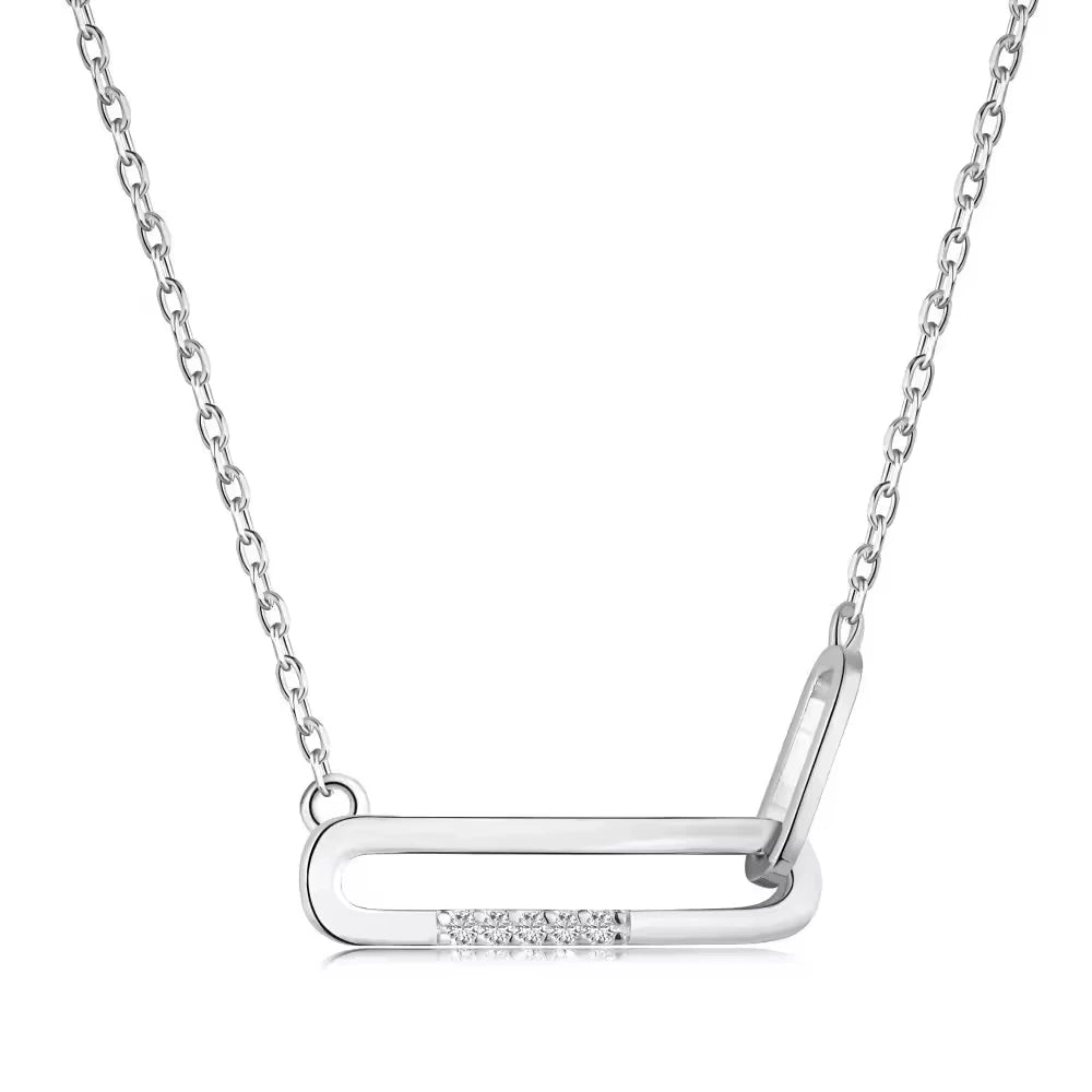 ACME S925 Sterling Silver Gold Plated Jewelry Fashion Oval Geometric Frame Zircon Jewelry Necklace