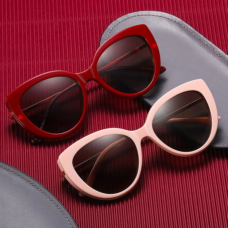 05336 2 in 1 New Double Color Tr90 Cat Eye Polarized Clip on Sunglasses Blue Light Blocking Myopia Glasses Female Eyeglass Fr