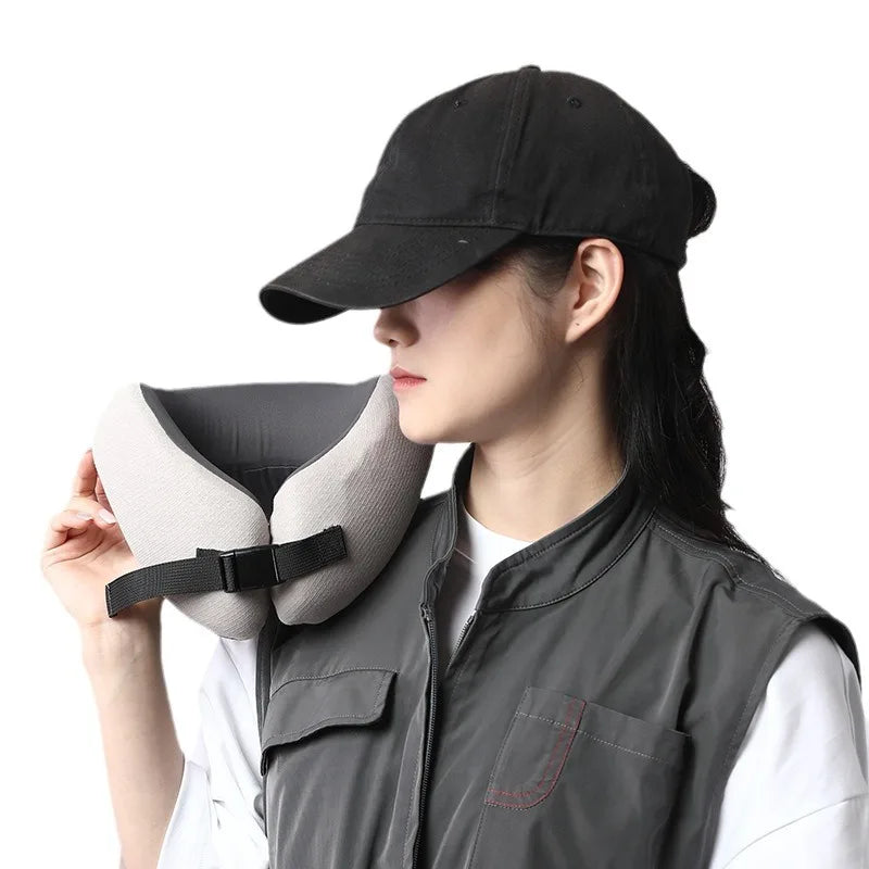Easy Take Folding Portable Memory Foam U Shape Travel Camping Pillow With Removable Cover