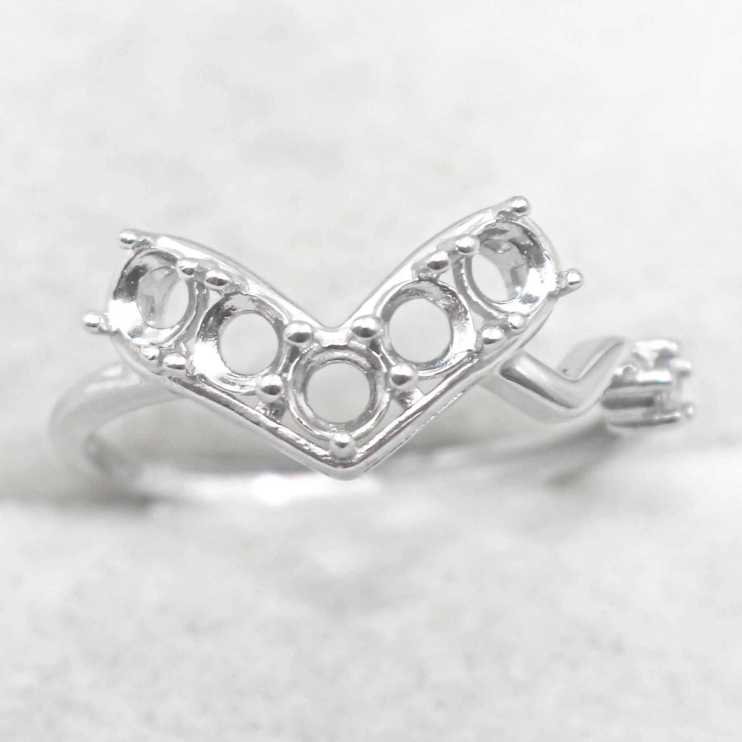 Sterling Silver 3*3mm Semi Mount Ring Empty Frame Blank Support Claw Setting S925 Base Holder Without Center Stone for Inlay 