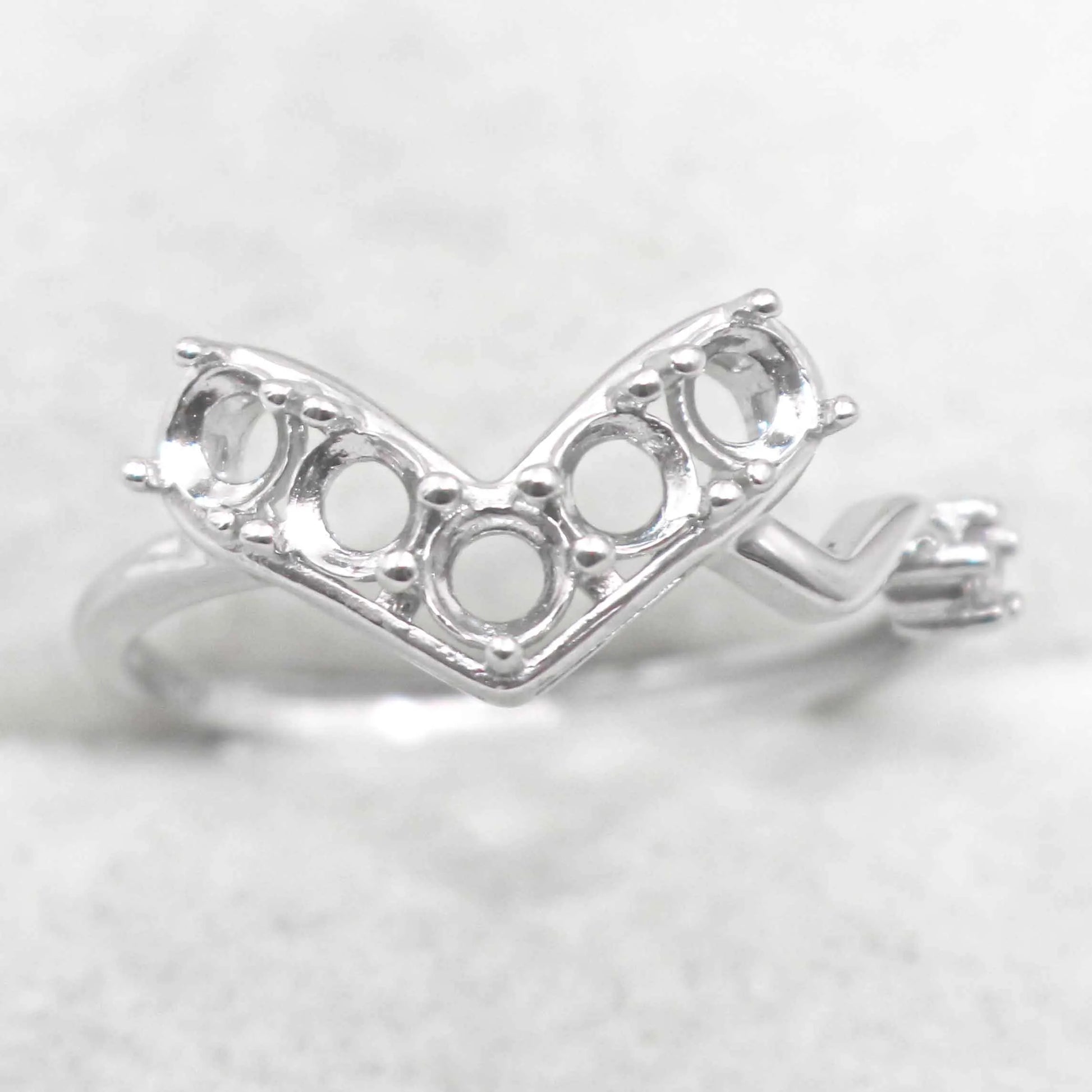 Sterling Silver 3*3mm Semi Mount Ring Empty Frame Blank Support Claw Setting S925 Base Holder Without Center Stone for Inlay 