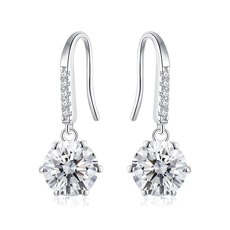 Starsgem Women's Statement Drop Earrings S925 Sterling Silver D VVS Diamond Moissanite Earrings