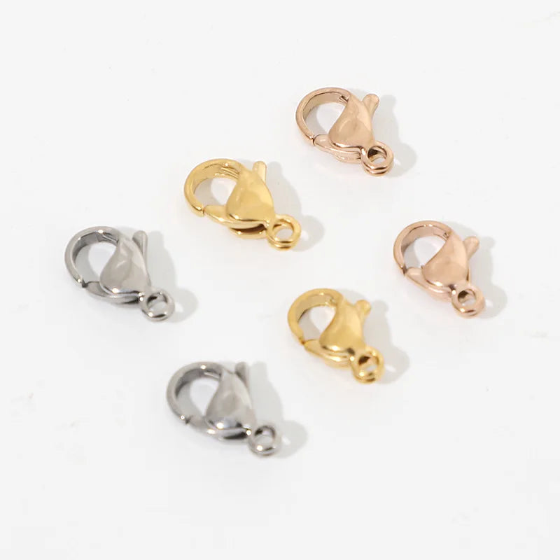 Accessories No Fade 12mm Stainless Steel Different Size Hooks Gold Findings Lobster Clasp End Clip for Necklace Jewelry Makin