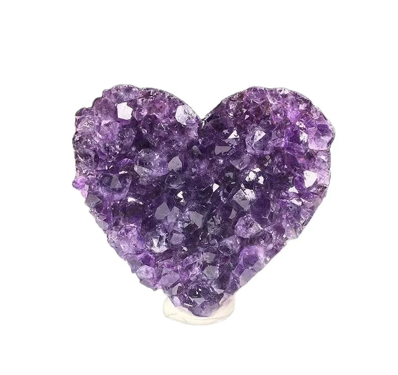 Wholesale Really Purple Natural Amethyst Cluster Gemstone Heart Shape Wedding Gift Crystal Heart Original Stone Ornaments
