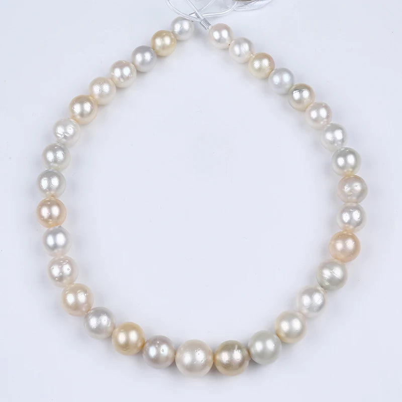 10-15mm Natural Round Shape AAAAA Grade Australian South Seawater Pearl Strand Third Party Certified for Jewelry Making