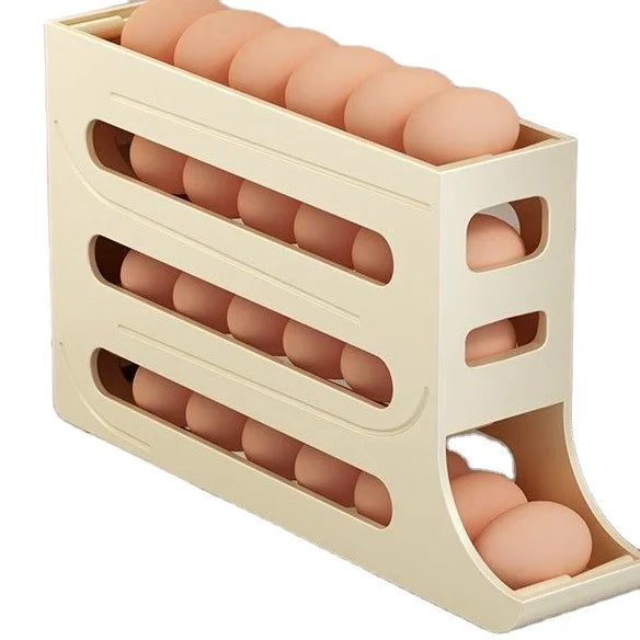 4 Layers Self-acting Refrigerator Egg Holder  Freshable Eggs Storage Container Box High Capacity Rolling Egg Rack Dispenser