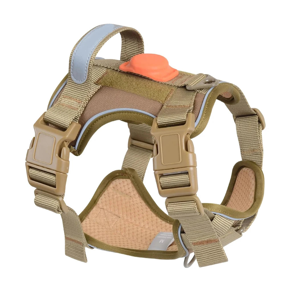 2024 New Design Reflective Nylon Dog Harness No Pull Comfortable Mesh Airtag Pet Harness for Small Medium Large Dogs