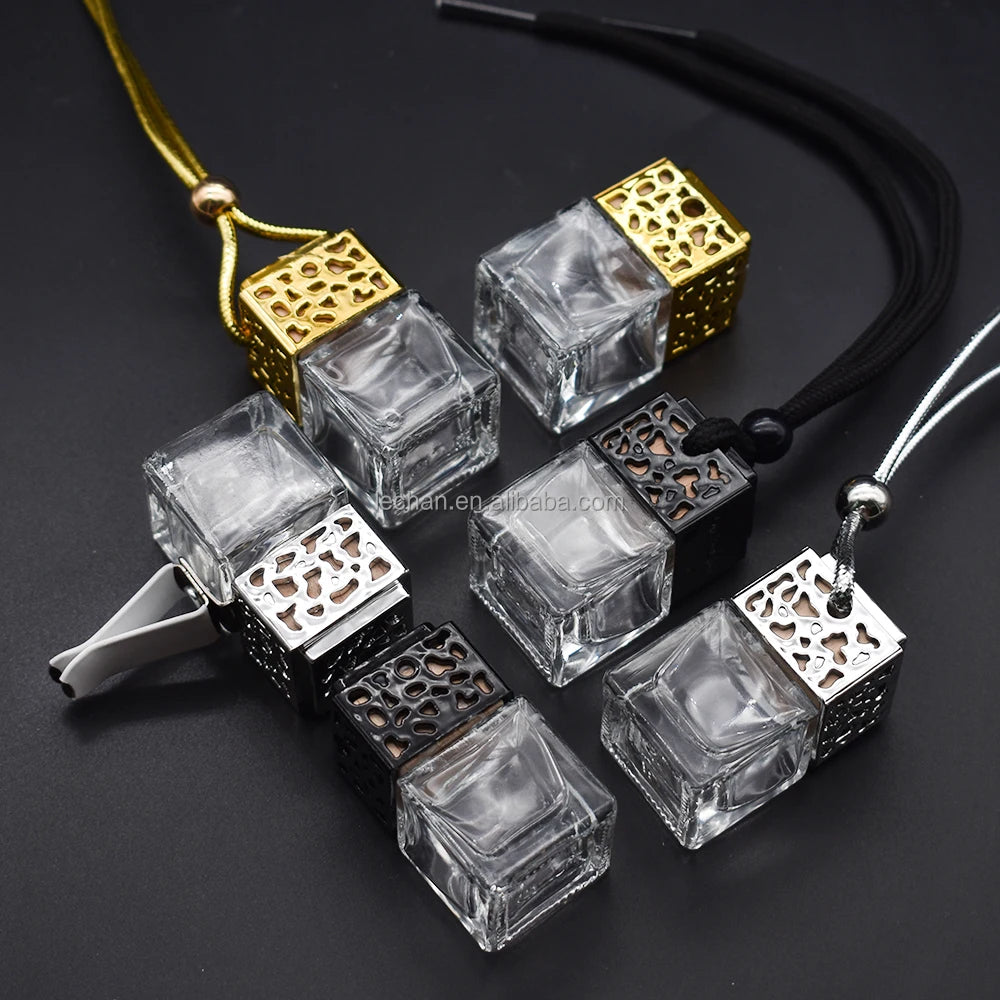 Hot Sale 10ml Square Glass Car Perfume Bottle for Cosmetics Use