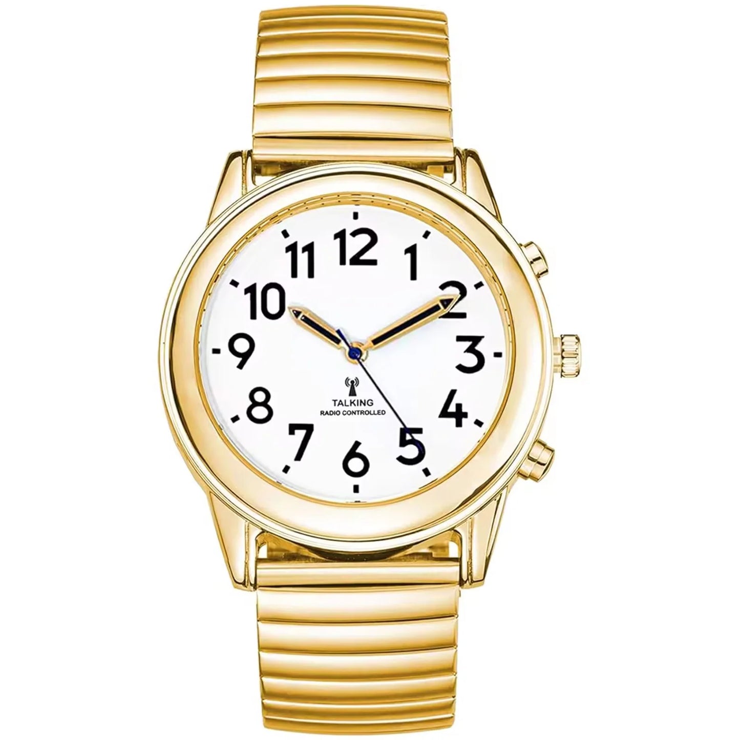 Spanish English Luxury  Gold Talking Watch With Time Date and Loud Alarm for the Visually Impaired and Elderly