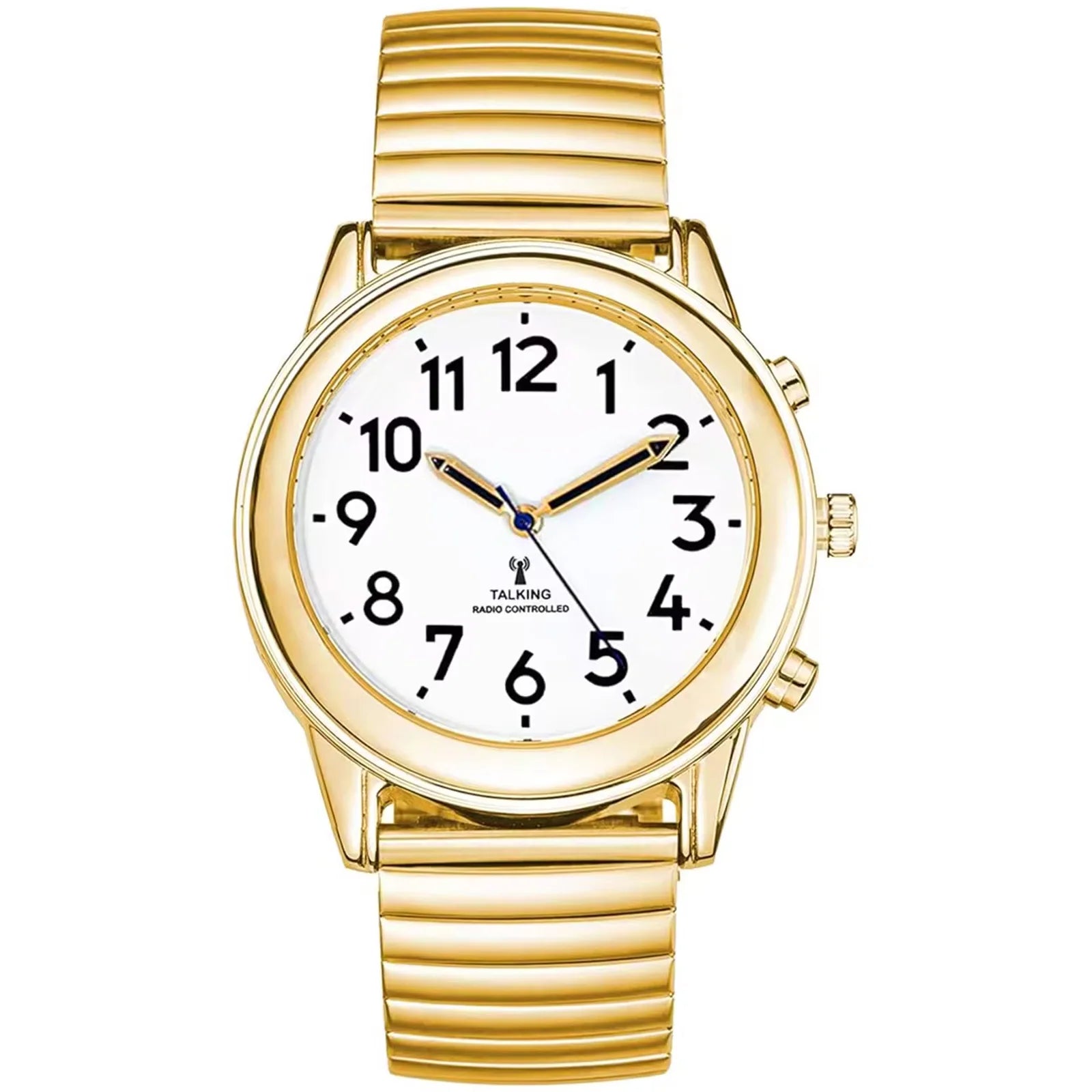 Spanish English Luxury  Gold Talking Watch With Time Date and Loud Alarm for the Visually Impaired and Elderly