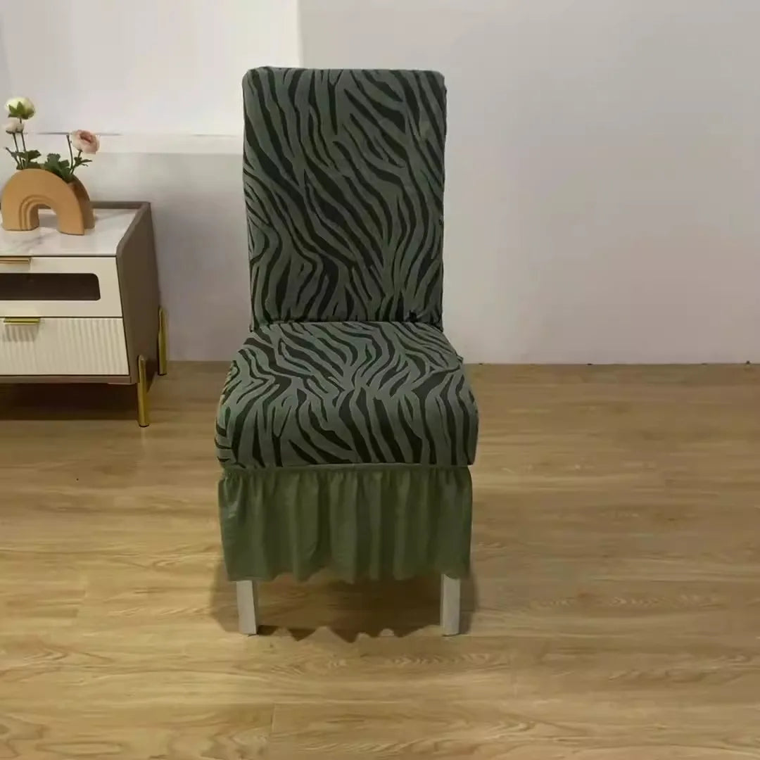 Wholesale New Style Luxury Modern Elastic Full Package Elegant Zebra-Stripe Skirt Chair Cover for Hotel Restaurant Dining Roo