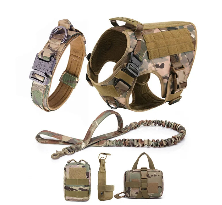 Tactical Adjustable Large Dog Harness Vest with Quick Release Lace Decoration Durable Nylon Hunting Coat