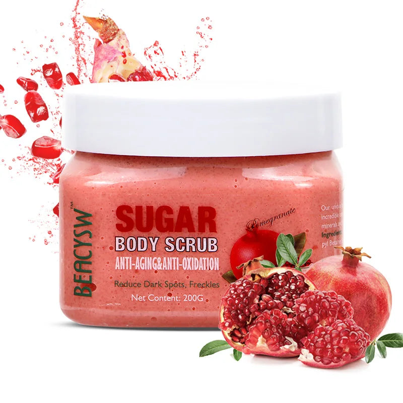 Private Label SPA Whitening Moisturizing Bleaching Glowing Pomegranate Sugar Body Scrub