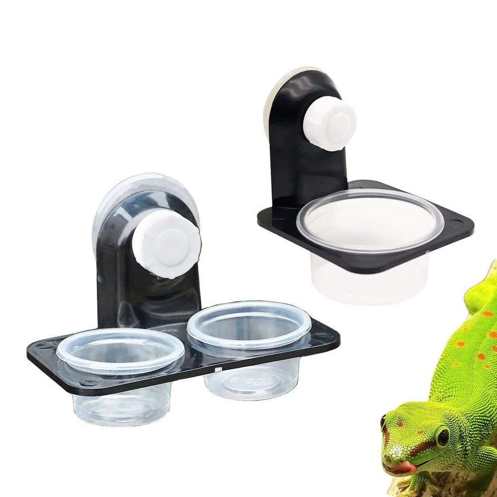 Gecko Feeder Ledge Acrylic Improved Suction Cup Reptile Feeder for Reptiles Food and Water Feeding