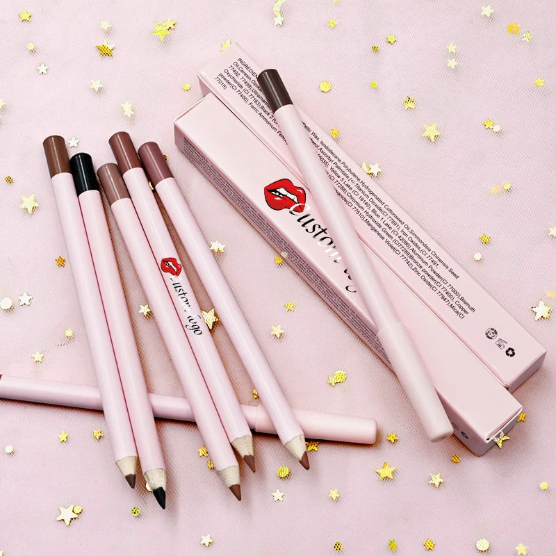 Wholesale Pigmented Soft Lip Liner pink Packaging Custom Wooden Lip Liner Vegan Nude Lipliner Private Label