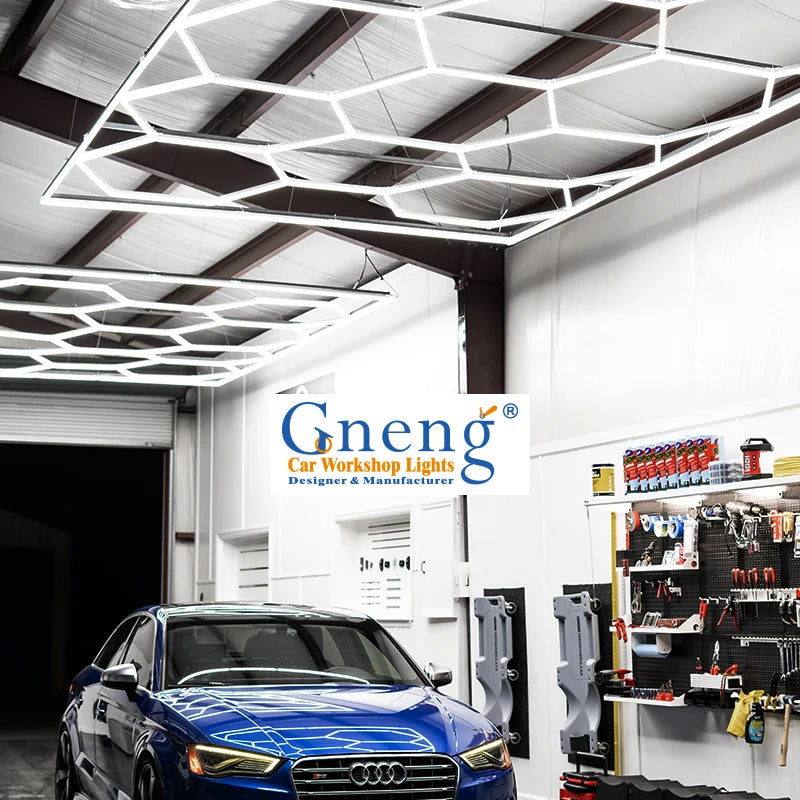 Deformable Led Liner High Bay Lamp Hanging Hexagon Detailing Led Hexagon Ceiling Garage Light