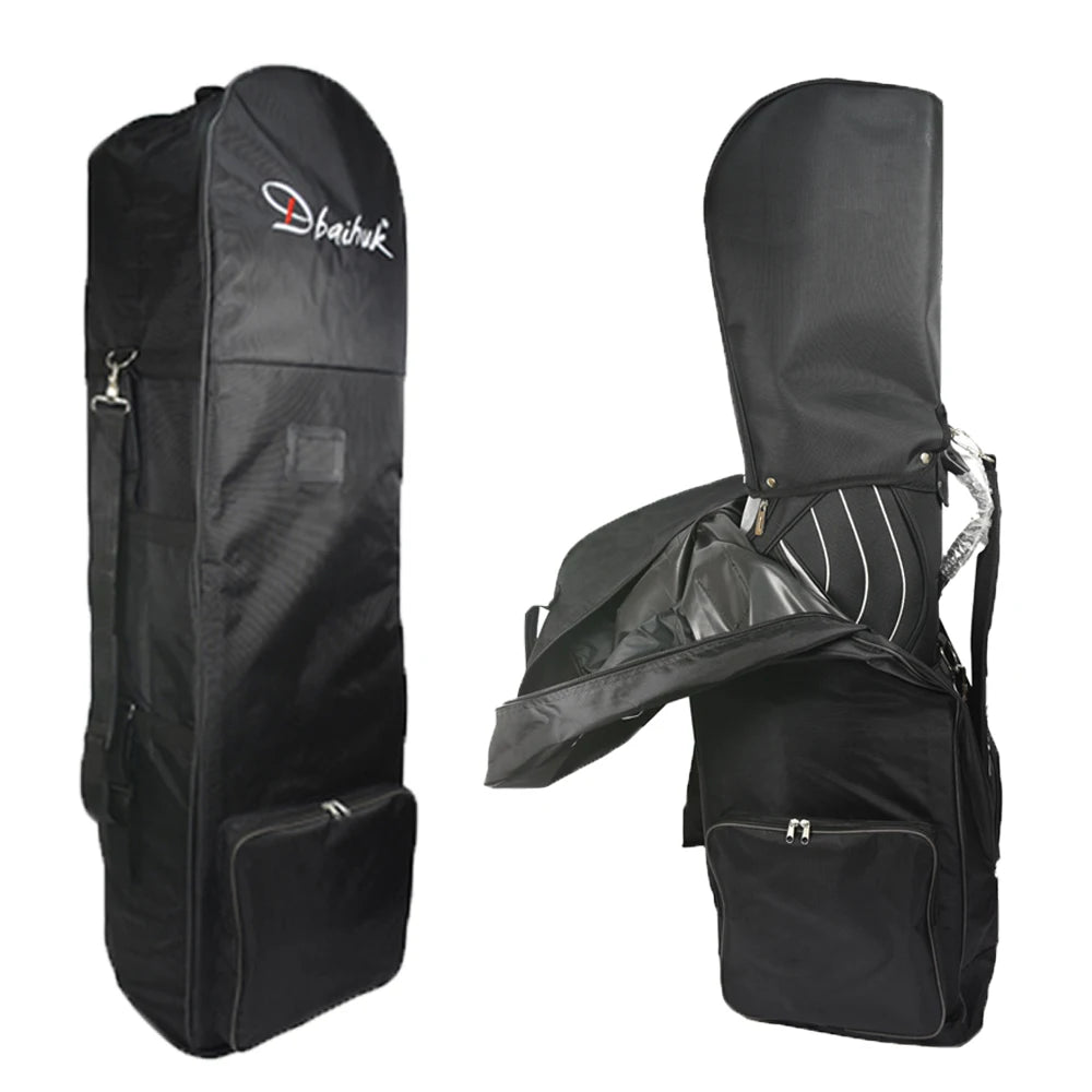 OEM Custom Logo 1680D Nylon Black Golf Travel Bag Durable Wheels Waterproof Design Large Capacity 130x36x25CM Lightweight 1.8