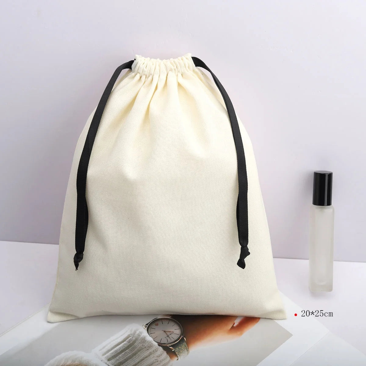 Promotion Cotton Linen Drawstring Bag for Packing Clothing High End Muslin Shopping Dust Pouch