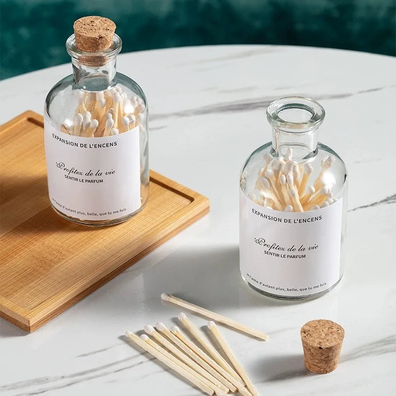 INS Nordic Creative Art Matches Ins High Beauty Glass Bottled Long Match Sticks Aromatherapy Candle Matches