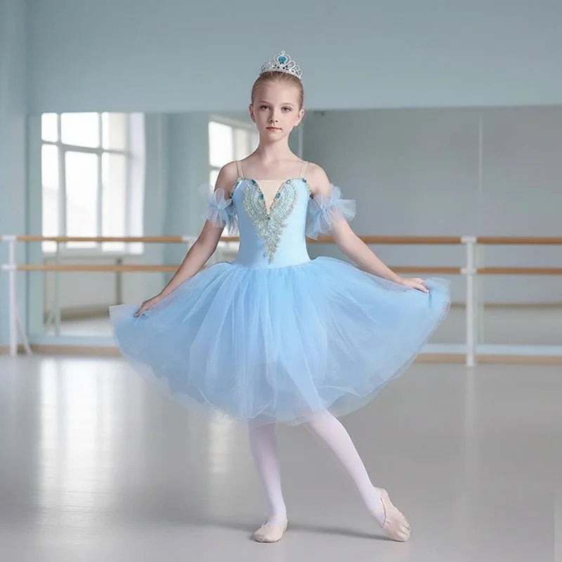 Girls New Ballet Skirt Sequins Professional Ballet Tutu Long Dress Performance Dance Costumes Ballerine Femme Women Ballet We