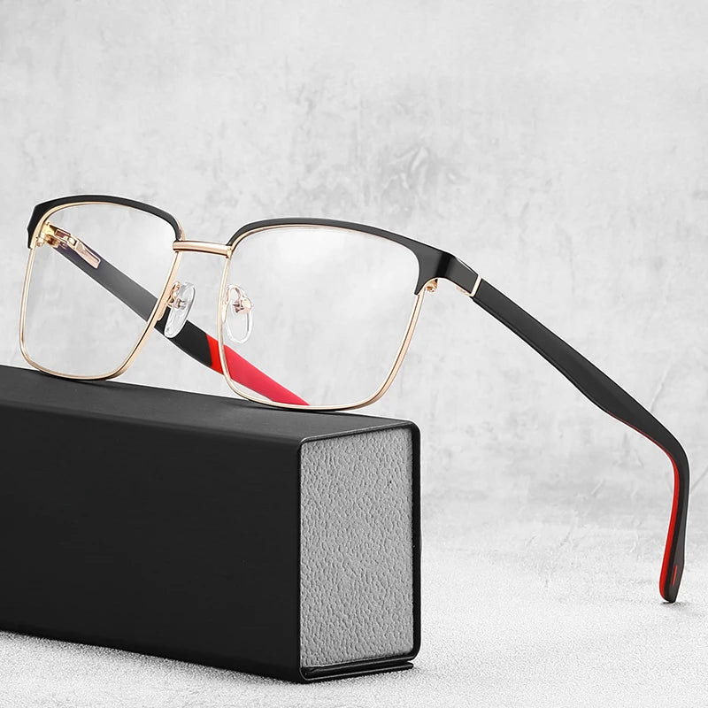 MS 91312 Metal Square Frame Business Glasses for Men New Blue Light Blocker Optical Glasses Optical Lenses