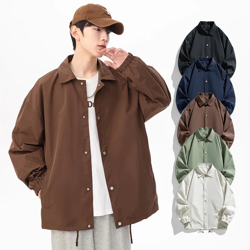 Custom Logo Men's Coach Jacket Loose Design Spring Wearing Men's Windbreaker Jacket Homme College Jacket
