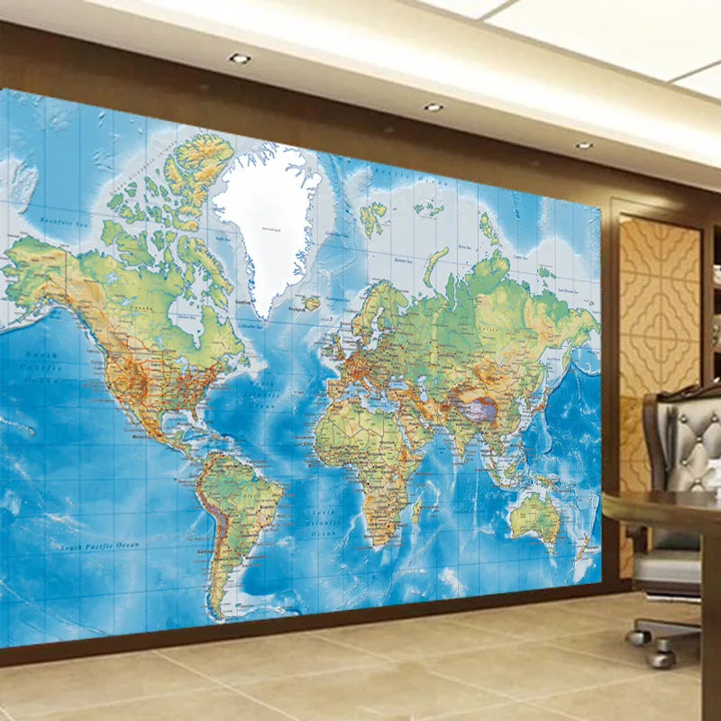 Waterproof Floral Wallpaper for Office Living Room China World Map Front Desk Background Cultural Wall Mural for Study