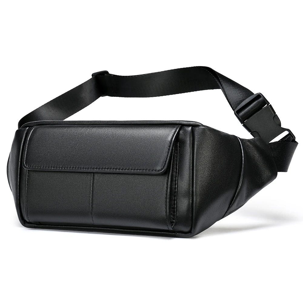 MARRANT Genuine Leather Chest Sling Bag Men Leather Waist Bag Mobile Phone Crossbody Bags Leather Fanny Pack Men