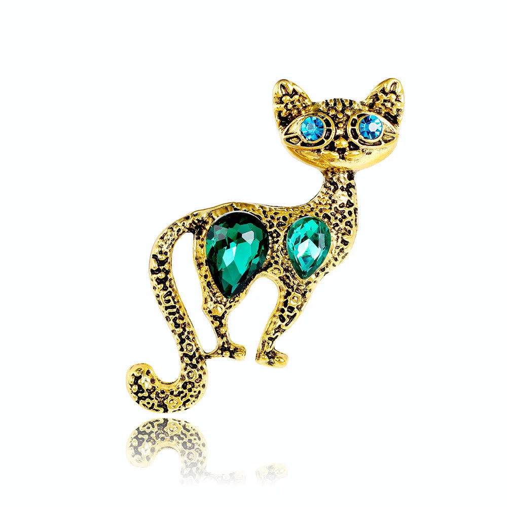 DRAL1104 New Retro And Minimalist Cat Brooch Fashionable European And American Electroplated Animal Brooch