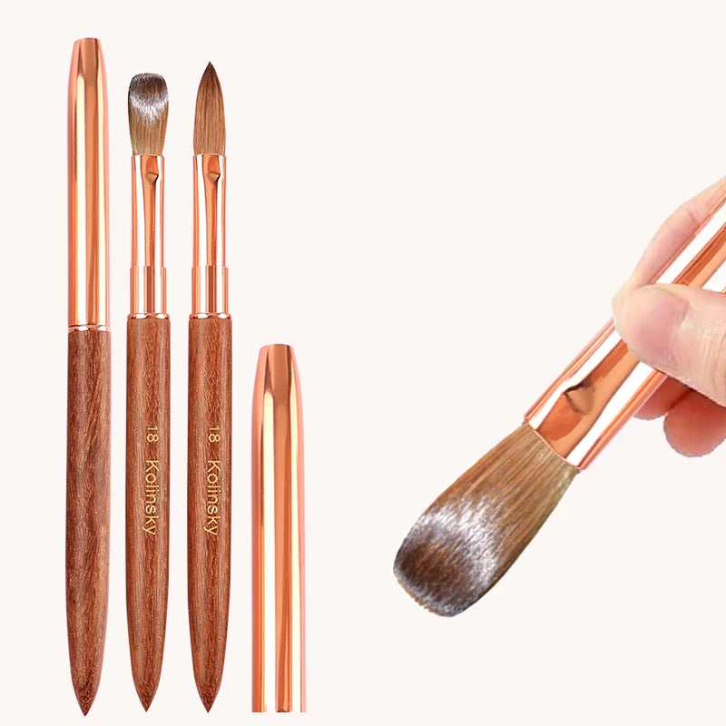New Product Wood Handle 100% Kolinsky Nail Art Brush Acrylic UV Gel Extension Pen Nail Polish Painting Drawing Brush