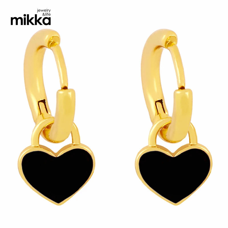 Trendy Colorful Heart Enamel Pendant Earrings with 18K Gold Plated Hoop Earings for Women Party Jewelry