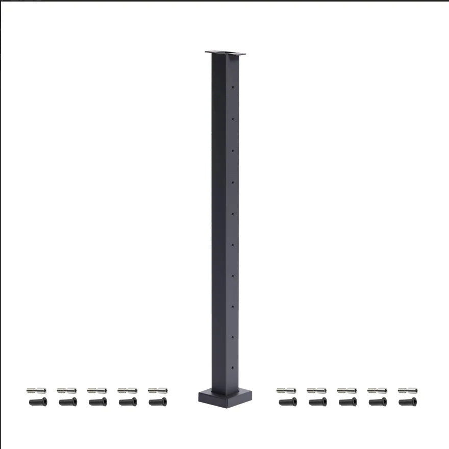 Reilbu  Clean Look Anti-Corrosion Top Mounted  Matt Black Cable Railing  Level End Post for Deck or Balcony