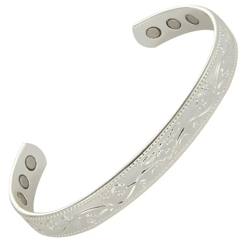 Copper Kada Silver Pure Copper Bangle  Healing Bracelet with Ultra Strength Magnets Unisex Jewelry Women