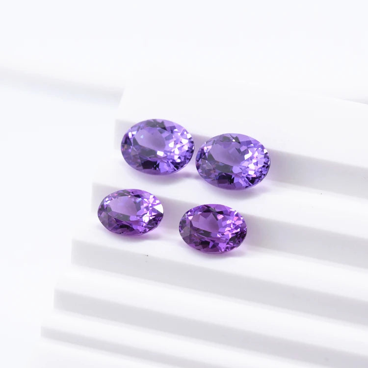 GRC Certificate Lab Grown Corundum 5A Oval Shape Purple Blue Amethyst Aquamarine Sapphire Loose Gemstone