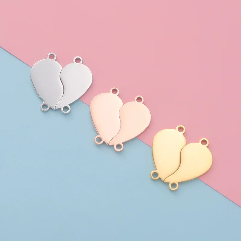Newest Couple Necklace Mirror Polished Titanium Steel Splicing Big Love Pendant DIY Bracelet Necklace Pendant Accessories