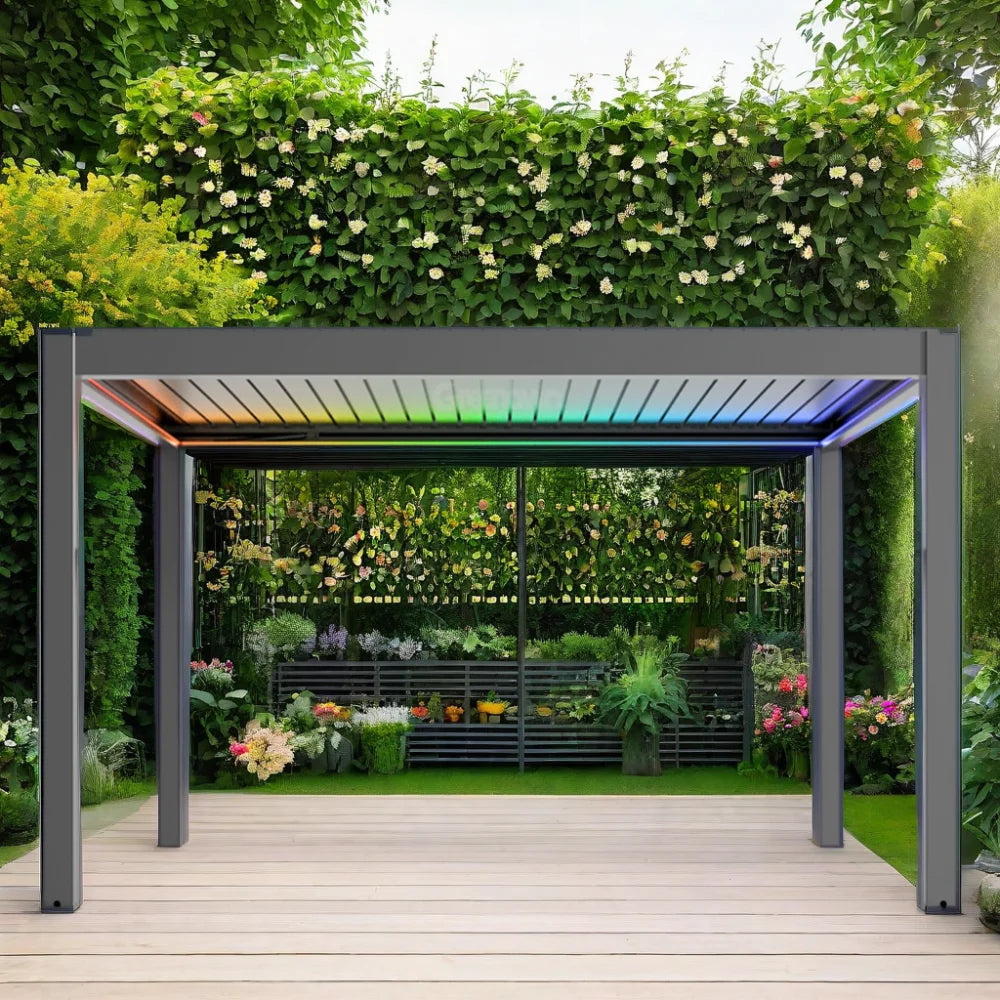 Foshan Pergola Aluminium Outdoor Brackets 6x6 8x8 square Sun Shade Cantilever Electric Heater for Pergola