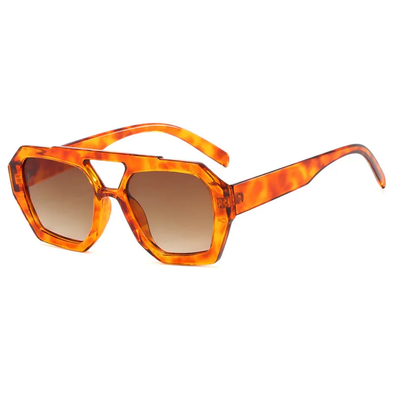 High End Custom Logo Double Bridge Retro Designer Sunglasses Men Vintage Tortoise Sunglasses