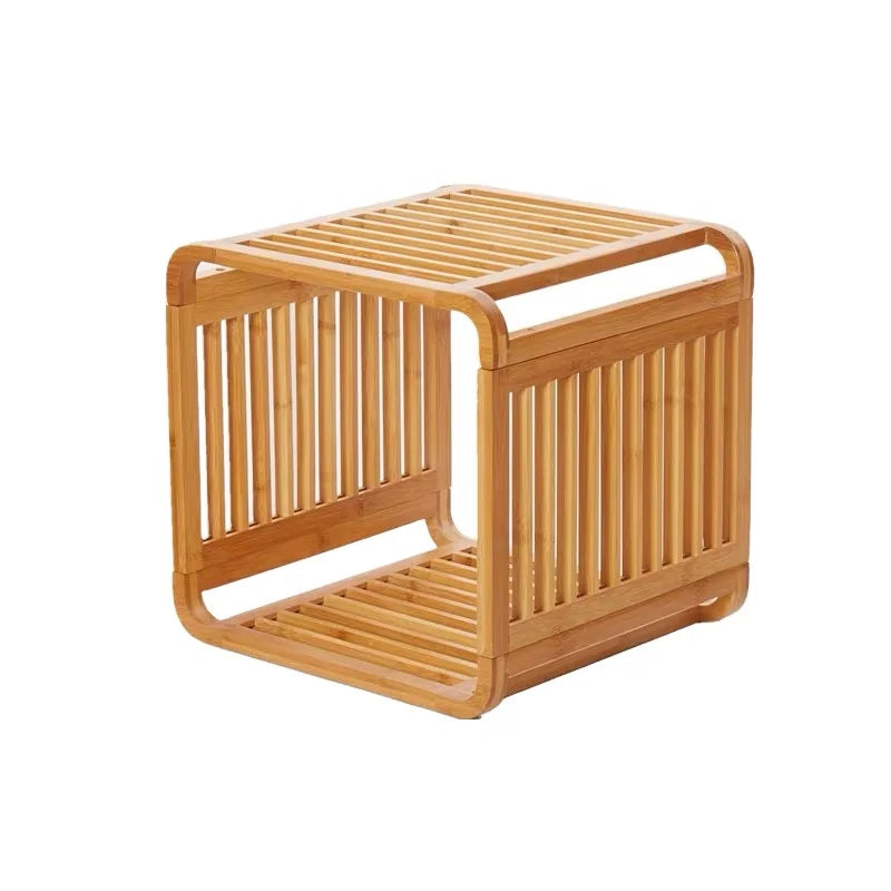 Bamboo Bathroom Storage Shelf Stackable Toilet Paper Holder & Organizer Wooden Side Table for Living Room Multifunctional