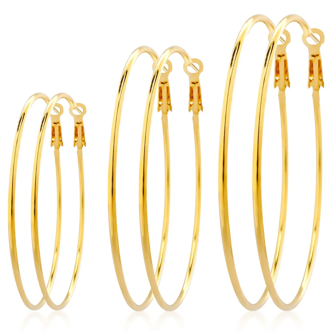 3 Pairs Per Set Vintage Geometric Big Circle Hoop Earrings for Women Gold Chunky Earring Fashion Jewelry