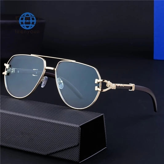 Teenyoun Vintage Oval Wood Sunglasses Men Luxury Brand Designer Sun Glasses for Women Retro Eyewear Shades UV400 2024 Wholesa