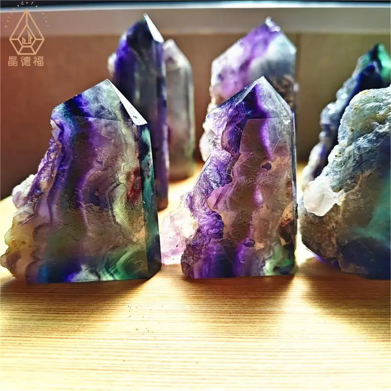 High Quality Raw Natural Snowflake Fluorite Tower Crystals Point Quartz Healing Stones Obelisk for Decoration
