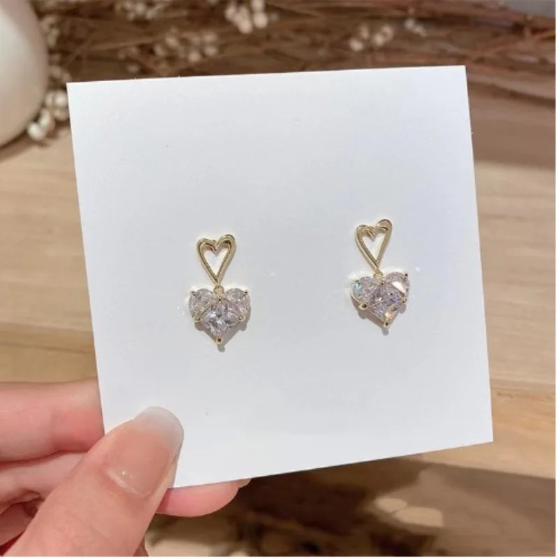 YWXS Vershal A-36 Unique Design Fashion 18k Gold Plated Love Shape Zircon Diamond Earrings Jewelry 2024